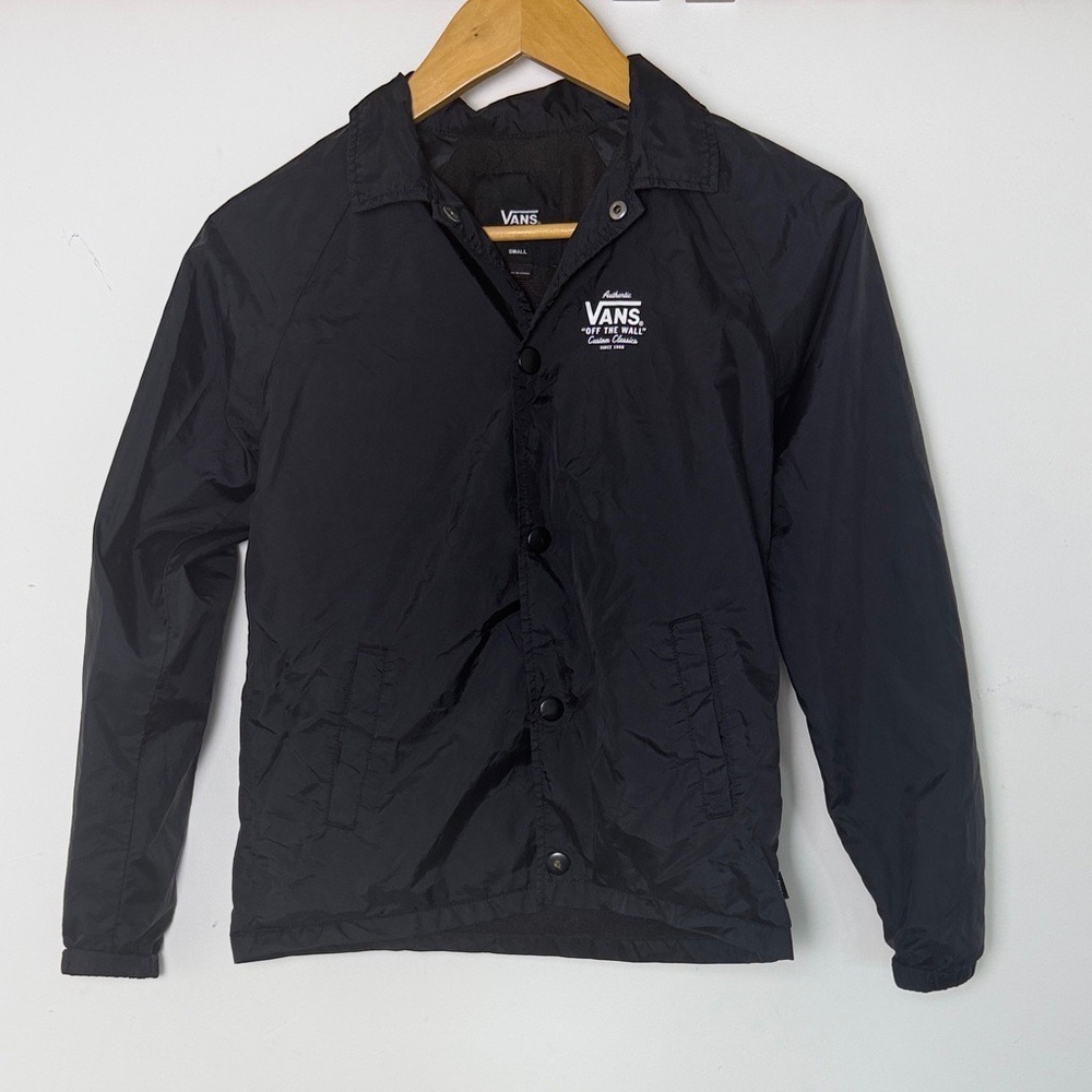 Boys VANS Off The Wall Custom Classic Line Button Windbreaker Jacket Black Small